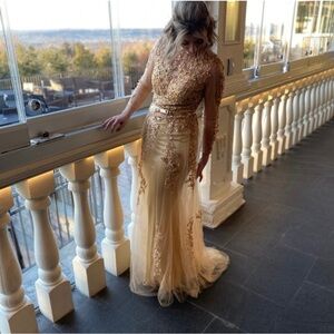 Elegant Gold Evening Gown